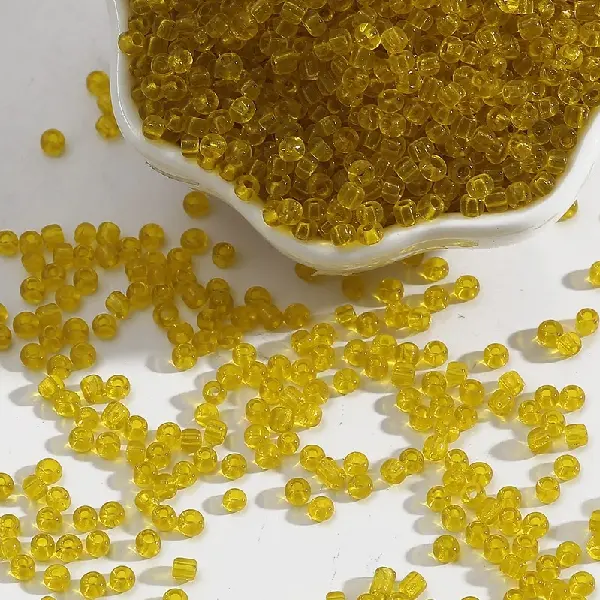 Transparent glass rice beads lemon yellow-3mm 15g/pack about 500 pieces,chaincharmsupply.com