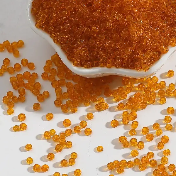 Transparent glass rice beads orange-3mm 15g/pack about 500 pieces,chaincharmsupply.com