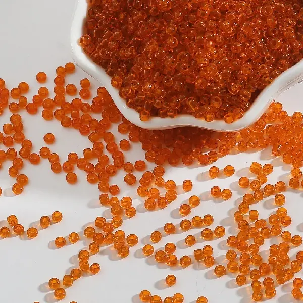 Transparent glass rice beads orange-2mm 15g/pack about 1000 pieces,chaincharmsupply.com