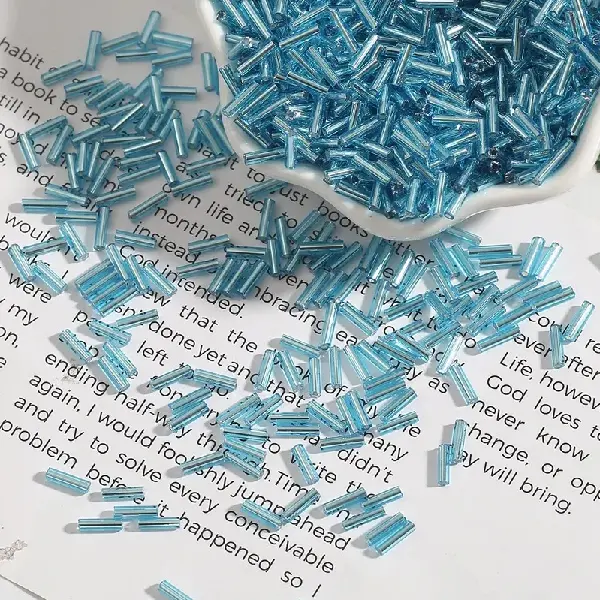 Lake blue - diameter about 2mm x length about 7mm 15g/pack about 300 pieces,chaincharmsupply.com