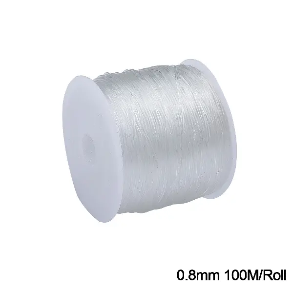 0.8mm transparent white, about 100 meters/roll,chaincharmsupply.com