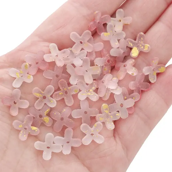 Jade white flower red-9mm hole diameter about 1mm 10g/pack about 80 pieces,chaincharmsupply.com