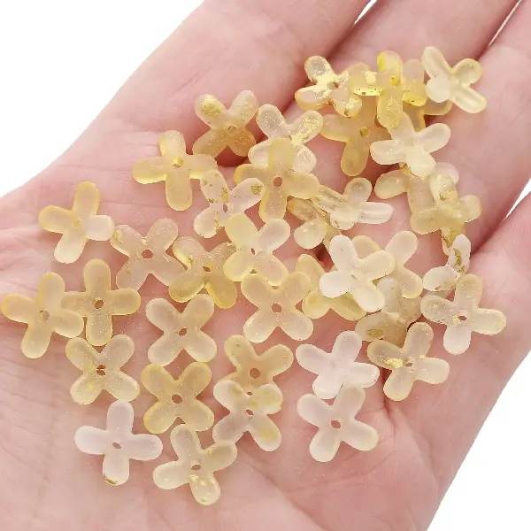 Green Bamboo and Yellow Flower-9mm, hole diameter about 1mm, 10g/pack, about 80 pieces,chaincharmsupply.com