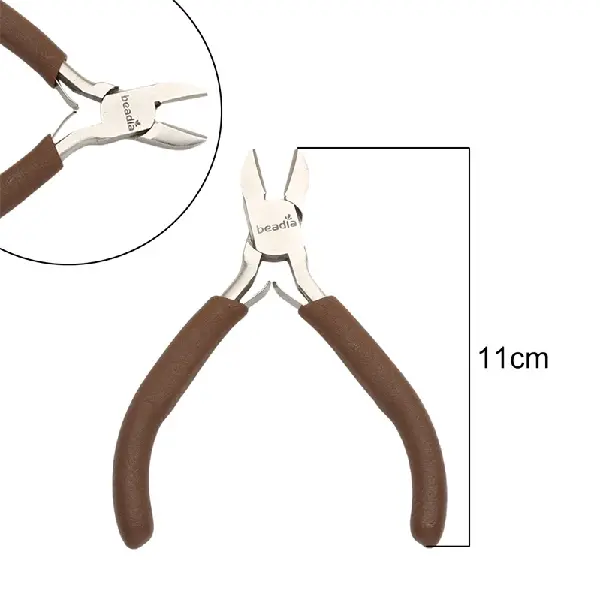 Brown handle diagonal pliers Side Cutting Plier length 11cm-1 piece/pack,chaincharmsupply.com