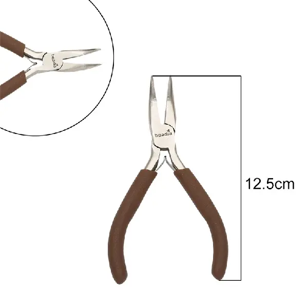 Bent Nose Plier (without teeth) Brown handle Bent Nose Plier (without teeth) Length about 12.-1 pcs/pack,chaincharmsupply.com