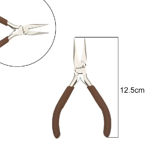 Needle Nose Pliers (without teeth) with brown handles, length about 12-1 pcs/pack,chaincharmsupply.com