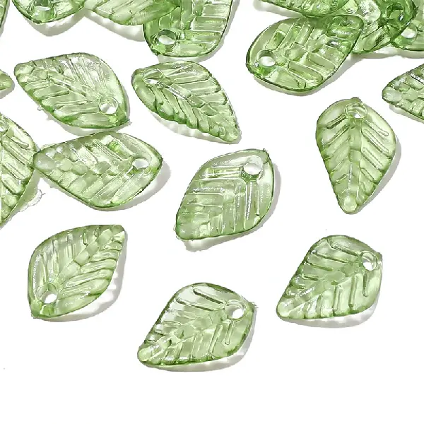 9x13mm, hole diameter about 1mm, light green, 10 pcs/pack,chaincharmsupply.com