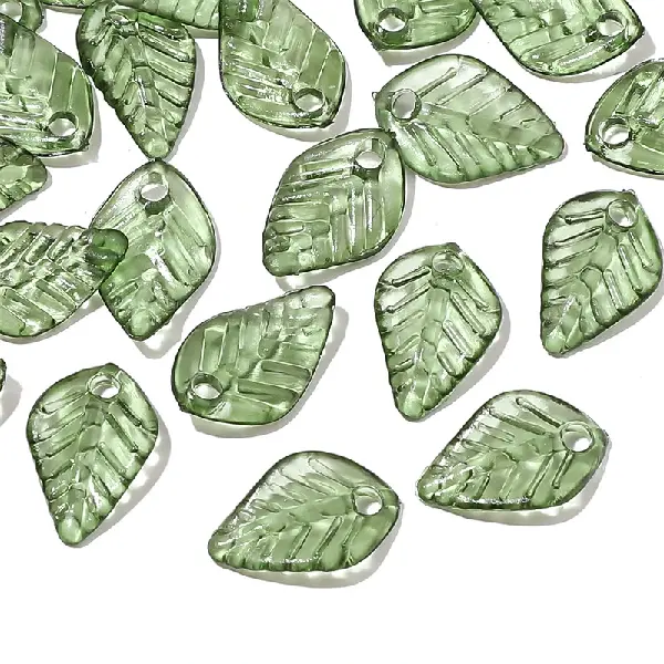 9x13mm, hole diameter about 1mm, green, 10 pcs/pack,chaincharmsupply.com