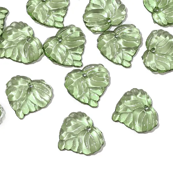 15x14mm, hole diameter about 1mm, green, 10 pcs/pack,chaincharmsupply.com