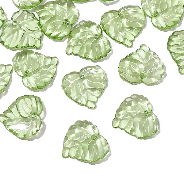 15x14mm, hole diameter about 1mm, light green, 50 pcs/pack,chaincharmsupply.com