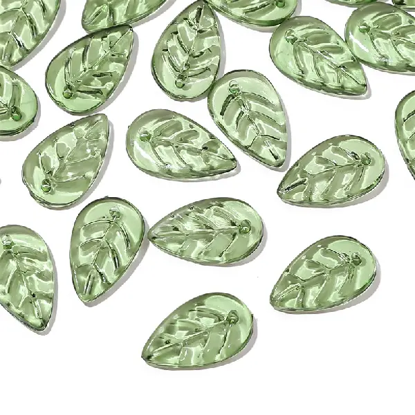 11x18mm, hole diameter about 1mm, green, 50 pcs/pack,chaincharmsupply.com