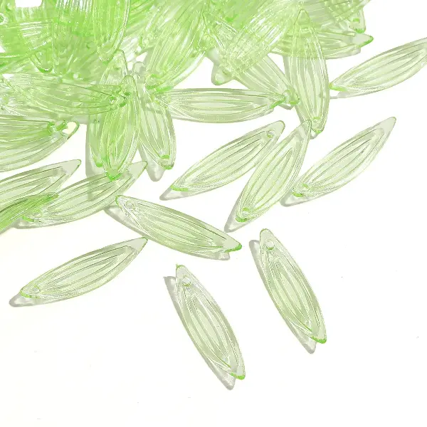 23x6.5mm, hole diameter about 1mm, light green, 10 pcs/pack,chaincharmsupply.com