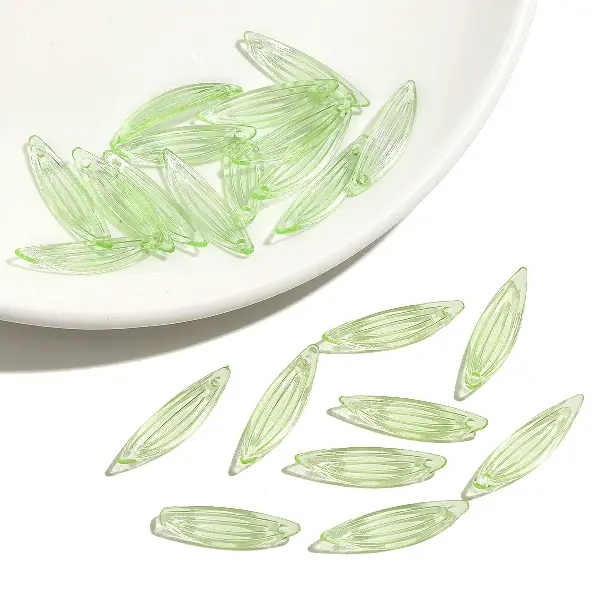 23x6.5mm, hole diameter about 1mm, light green, 50 pcs/pack,chaincharmsupply.com