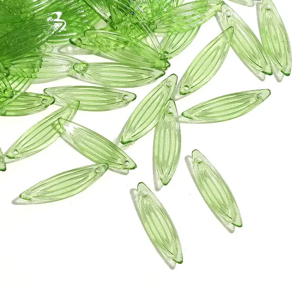 23x6.5mm, hole diameter about 1mm, dark green, 50 pcs/pack,chaincharmsupply.com