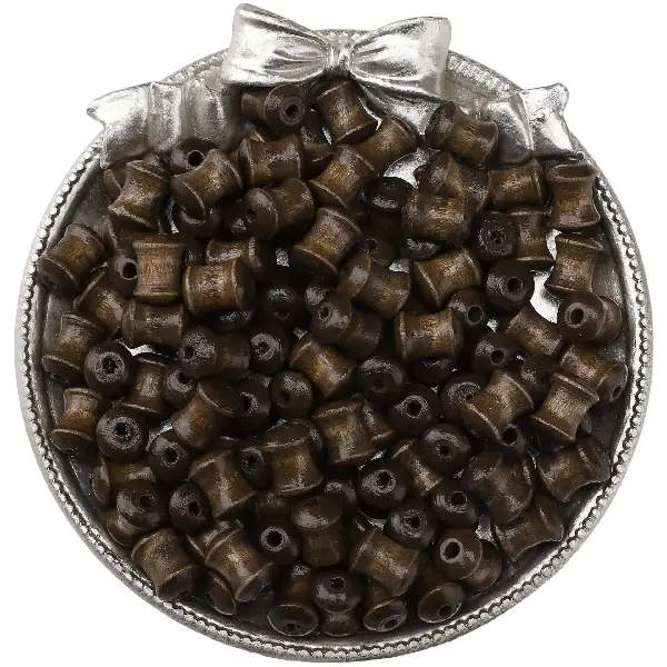 Dark wood color bamboo 20 pieces/pack 8x10mm hole diameter about 2mm,chaincharmsupply.com