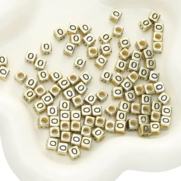 Letter O square antique gold 6x6mm hole diameter about 3mm-50 pieces/pack,chaincharmsupply.com