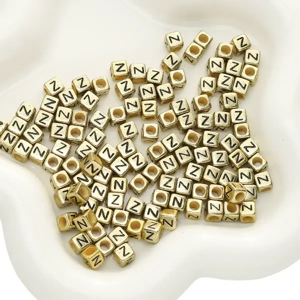 Letter Z square antique gold 6x6mm hole diameter about 3mm-50 pieces/pack,chaincharmsupply.com