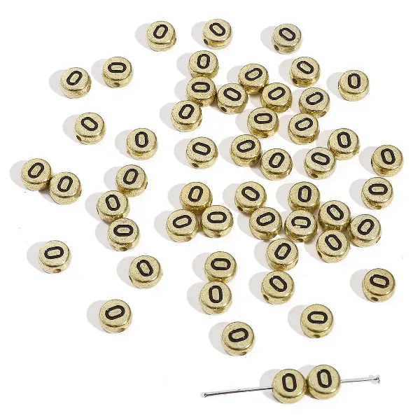 Letter O round gold 4x7mm hole diameter about 1mm-50 pieces/pack,chaincharmsupply.com