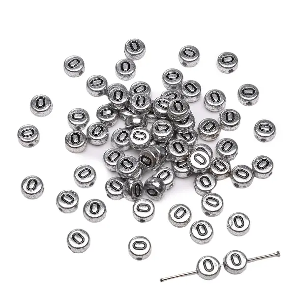 Letter O round silver 4x7mm hole diameter about 1mm-50 pieces/pack,chaincharmsupply.com