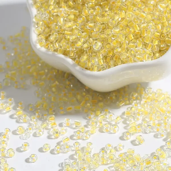 Glass dye core rice beads yellow-2mm 15g/pack about 1000 pieces,chaincharmsupply.com