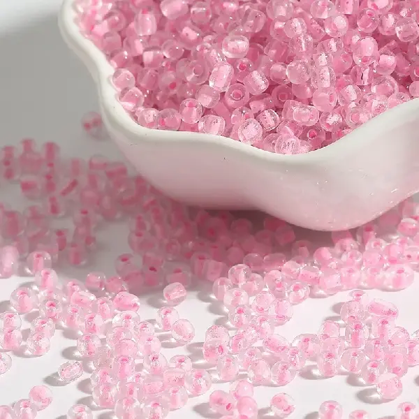 Glass dye core rice beads pink-4mm 15g/pack about 150 pieces,chaincharmsupply.com