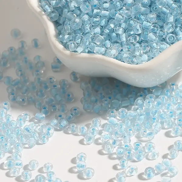 Glass dye core rice beads light blue-3mm 15g/pack about 500 pieces,chaincharmsupply.com