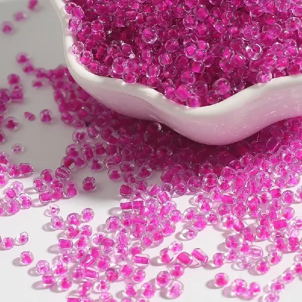 Glass dye core rice beads rose red-2mm 15g/pack about 1000 pieces,chaincharmsupply.com