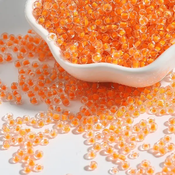 Glass dye core rice beads orange-3mm 15g/pack about 500 pieces,chaincharmsupply.com