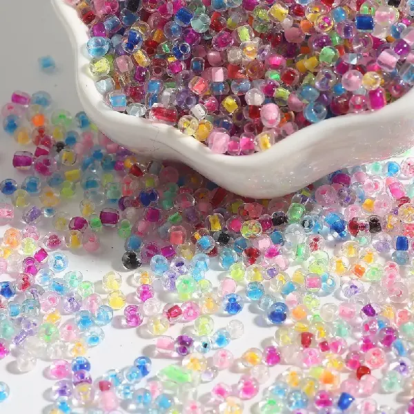 Glass dye core rice beads random mixed colors - 2mm 15g/pack about 1000 pieces,chaincharmsupply.com