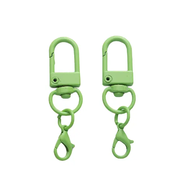 Green - door buckle 31mm + single circle 8mm + lobster clasp 14mm, total length about 48mm, 5 pcs/pack,chaincharmsupply.com