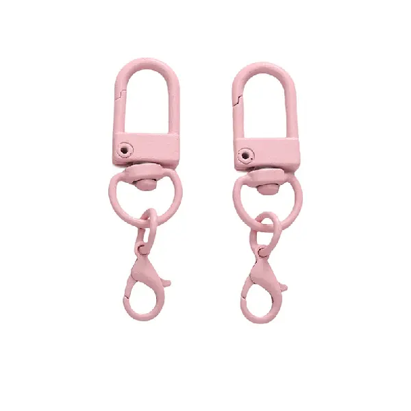 Pink - door buckle 31mm + single circle 8mm + lobster clasp 14mm, total length about 48mm, 5 pcs/pack,chaincharmsupply.com