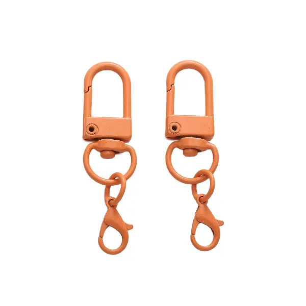 Orange - door buckle 31mm + single ring 8mm + lobster clasp 14mm, total length about 48mm, 5 pcs/pack,chaincharmsupply.com