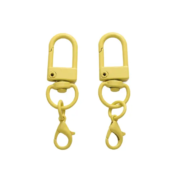 Yellow - door buckle 31mm + single circle 8mm + lobster clasp 14mm, total length about 48mm, 5 pcs/pack,chaincharmsupply.com