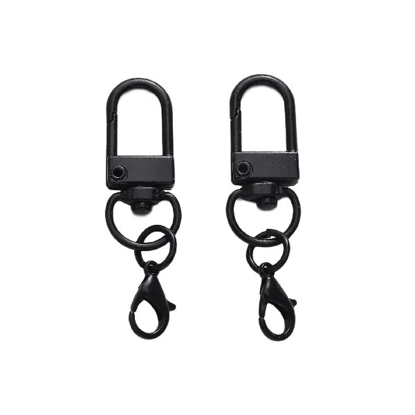 Black - door buckle 31mm + single ring 8mm + lobster clasp 14mm, total length about 48mm, 5 pcs/pack,chaincharmsupply.com