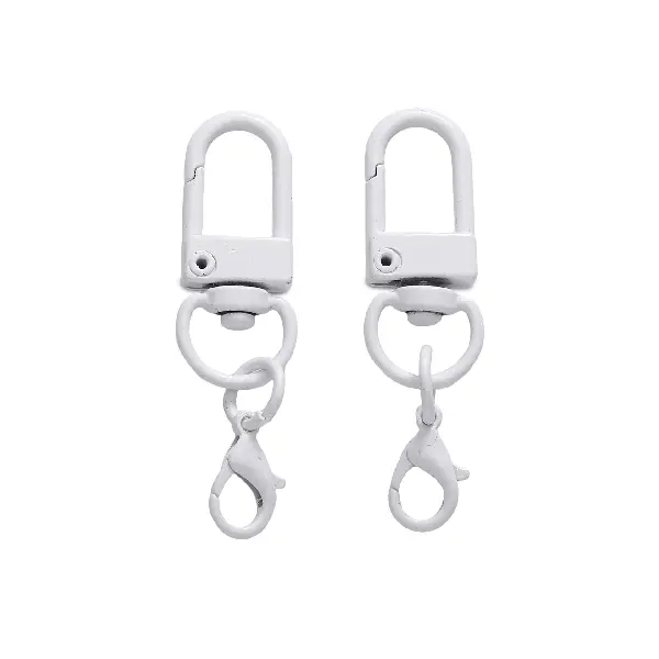 White - door buckle 31mm + single circle 8mm + lobster clasp 14mm, total length about 48mm, 1 piece/pack,chaincharmsupply.com