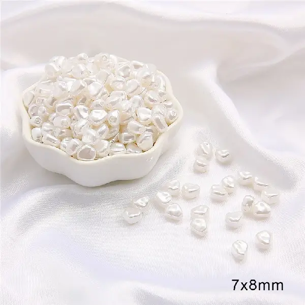 #01 Xiaomi beans, size 7×8mm, 20 pcs/pack, hole diameter about 1mm - white,chaincharmsupply.com