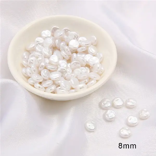 #02 Lentils, diameter 8mm, 20 pcs/pack, hole diameter about 1.5mm - white,chaincharmsupply.com