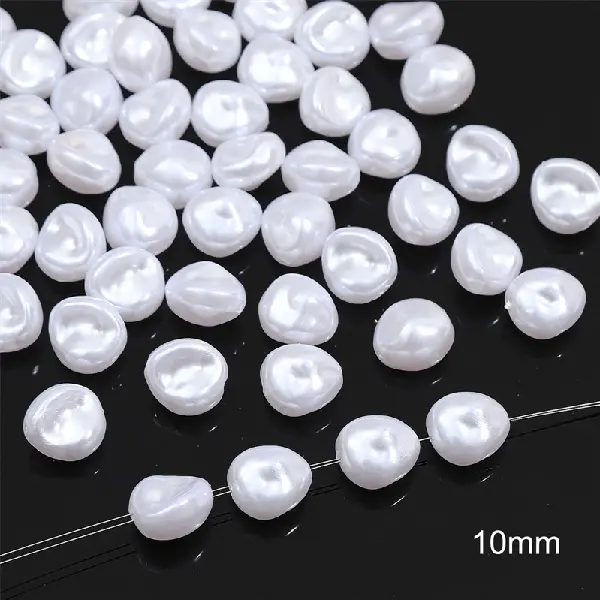 #49 Irregular flat round beads 20 pcs/pack-white,chaincharmsupply.com