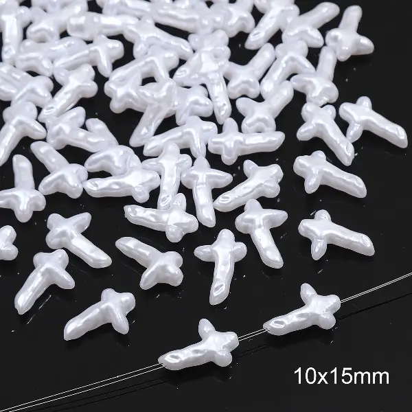 #50 Cross Beads 10pcs/pack-white,chaincharmsupply.com