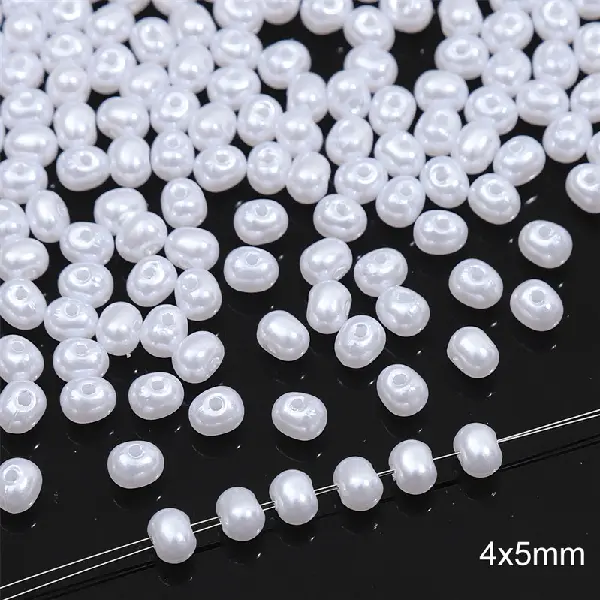 #51 Small oval beads 40 pcs/pack-white,chaincharmsupply.com