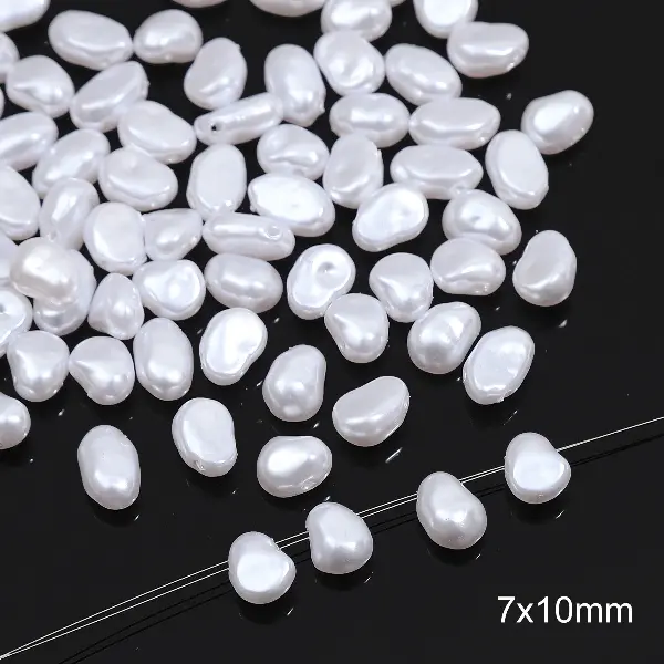#57 Flat Oval Beads 20pcs/pack-white,chaincharmsupply.com