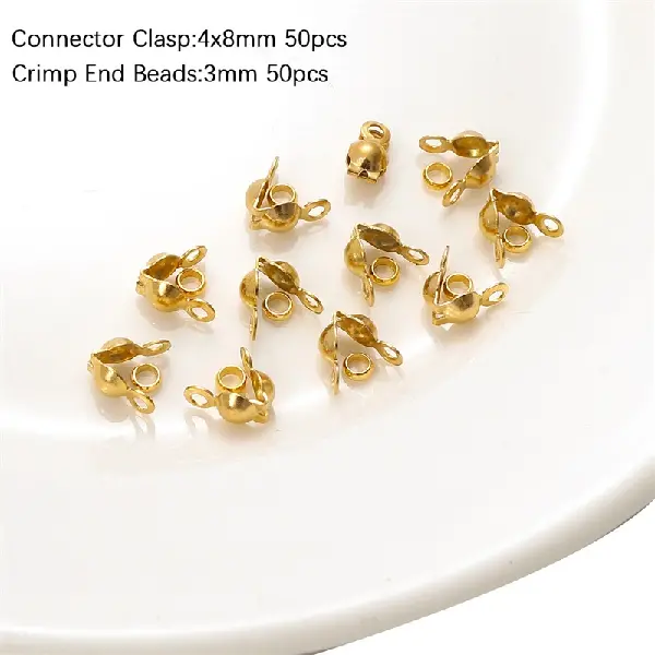 Cover buckle 4x8mmmm positioning buckle 2mm gold - 50 pcs each, total 100 pcs/pack,chaincharmsupply.com