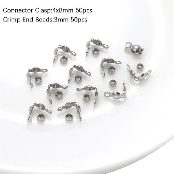 Cover buckle 4x8mmmm Positioning buckle 2mm White K color - 50 pcs each, total 100 pcs/pack,chaincharmsupply.com