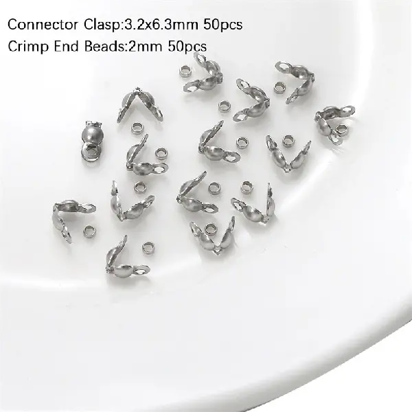 Cover buckle 3.2x6.3mm, positioning buckle 2mm, white K color - 50 pcs each, total 100 pcs/pack,chaincharmsupply.com