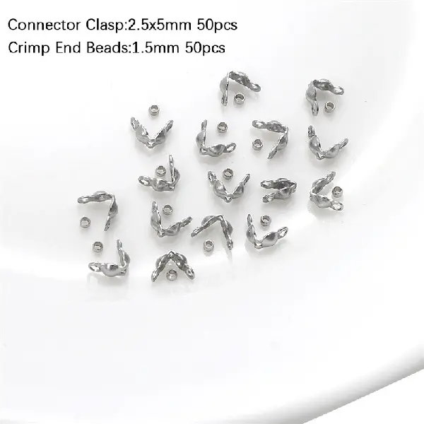 Cover buckle 2.5x5mm, positioning buckle 1.5mm, white K color - 50 pcs each, total 100 pcs/pack,chaincharmsupply.com