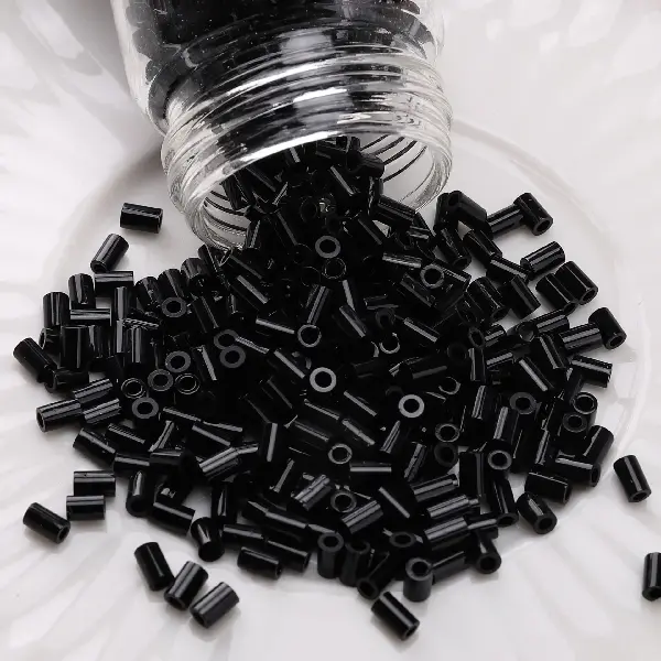 Split tube black 2x4mm, hole diameter about 1mm, 10g/pack, about 350 pieces,chaincharmsupply.com