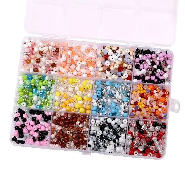 12 grid box, 14 grams per grid, about 2900 pieces, dark color,chaincharmsupply.com