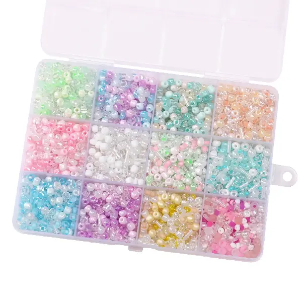 12 grid box, 14 grams per grid, about 2900 pieces, light color,chaincharmsupply.com