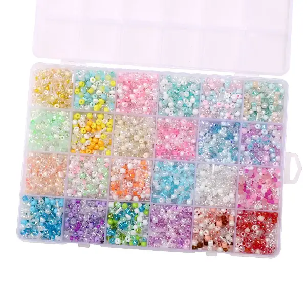 24 grid box, 14 grams per grid, about 5800 pieces, light color,chaincharmsupply.com