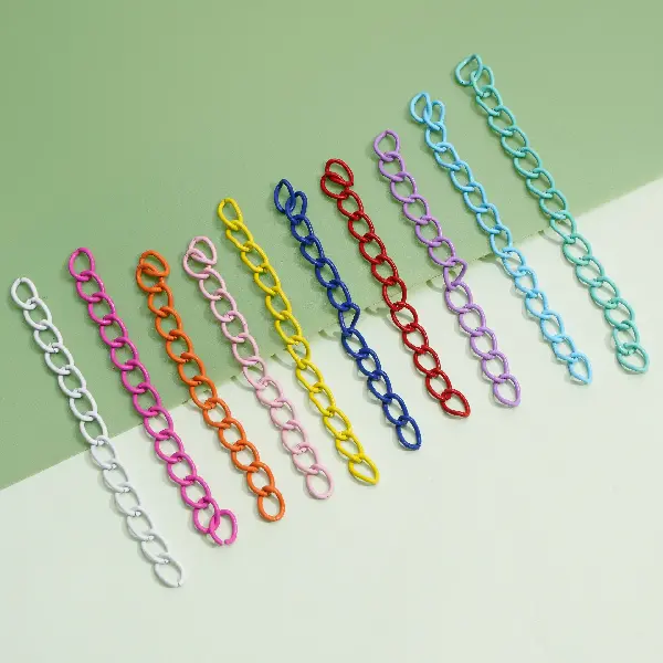 Tail chain, width about 4mm, wire diameter 0.8mm, length about 5cm, mixed color, 30 pieces/pack,chaincharmsupply.com